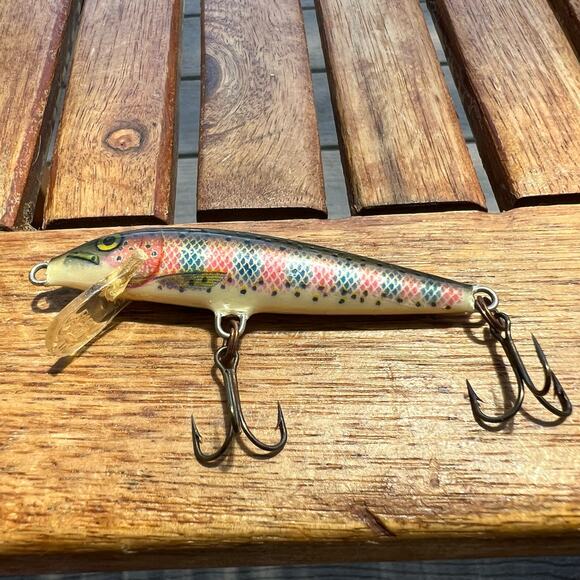 RAPALA ORIGINAL F-7 RAINBOW TROUT Floater/Diver Balsa Wood Fishing Lure - Picture 1 of 10